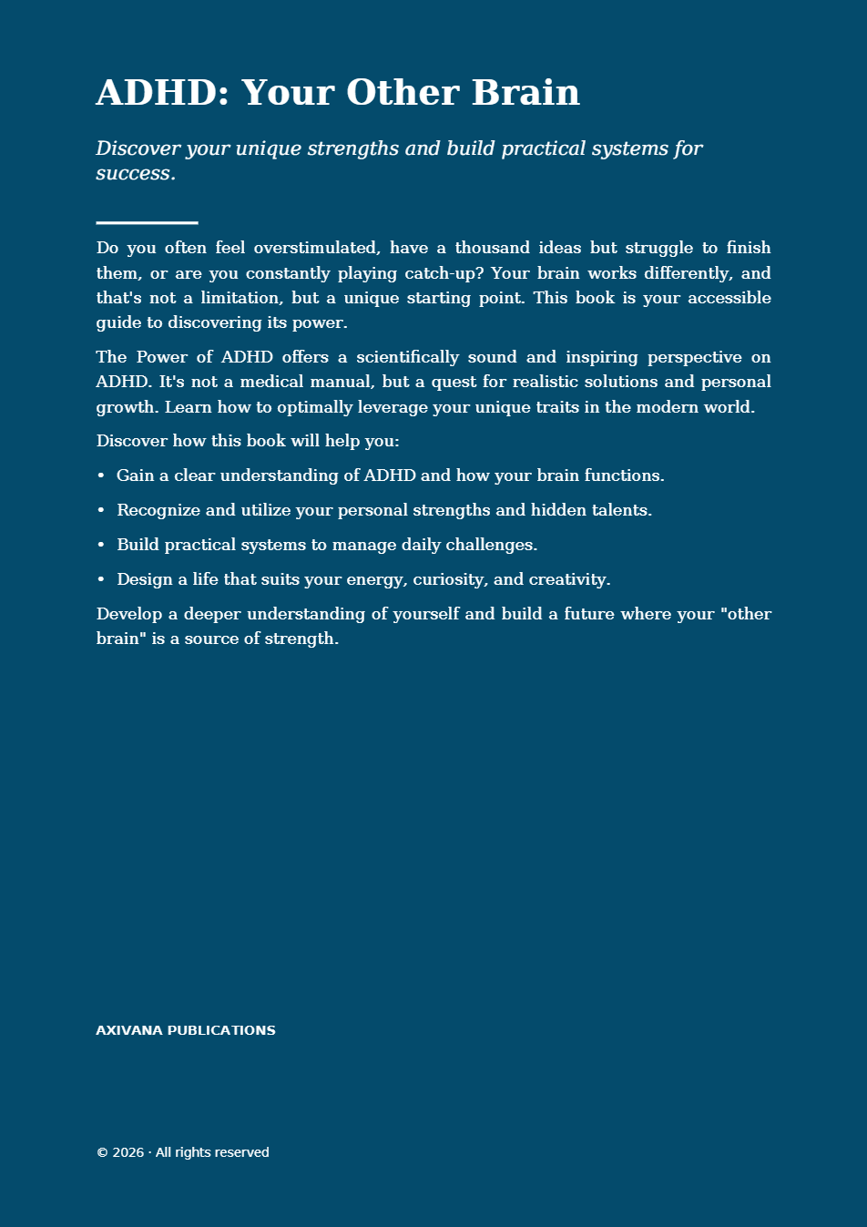 Back cover of ADHD: Your Other Brain