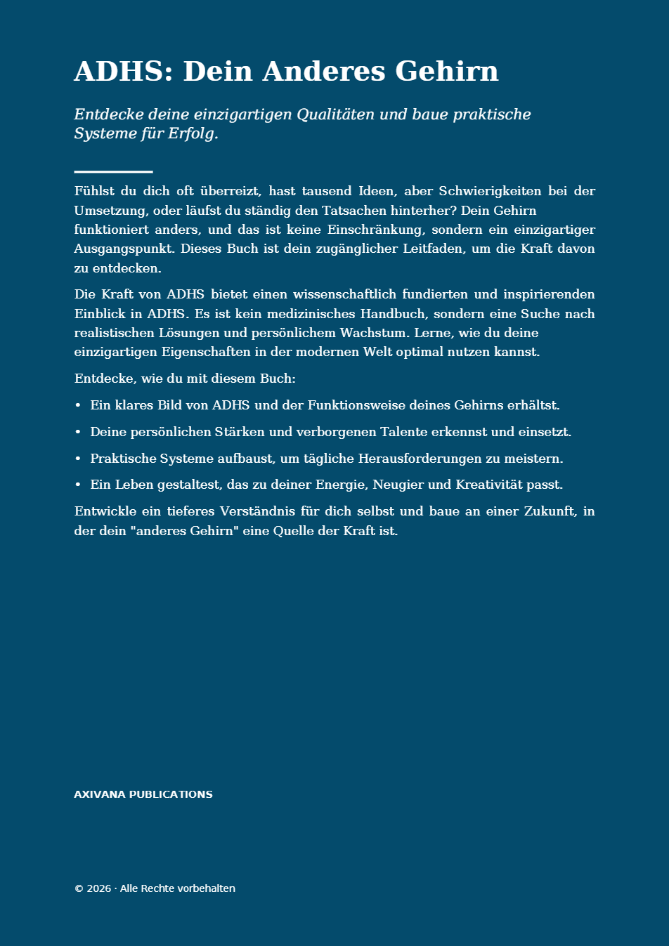 Rückseite von ADHS: Dein Anderes Gehirn