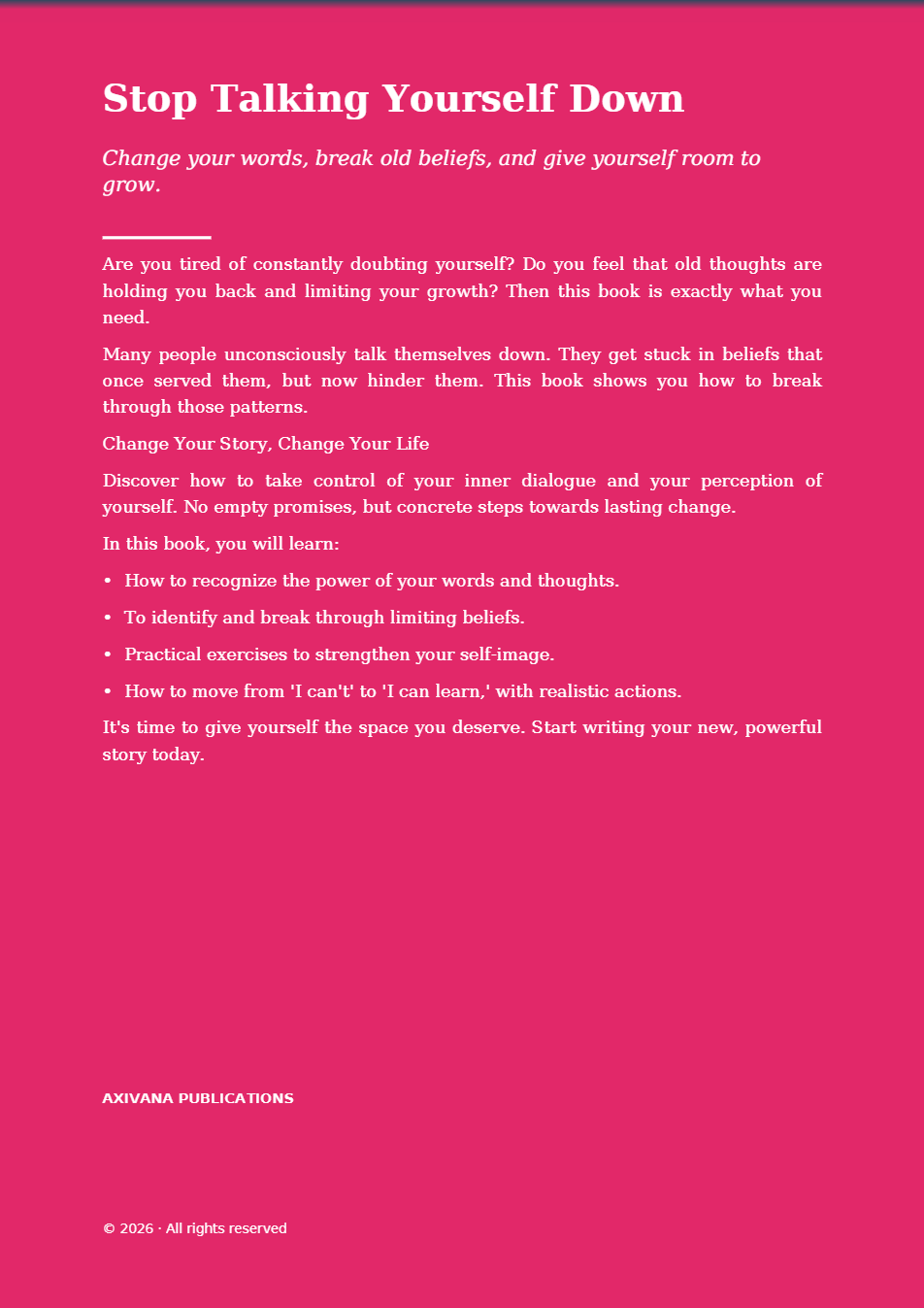 Back cover of Stop Talking Yourself Down