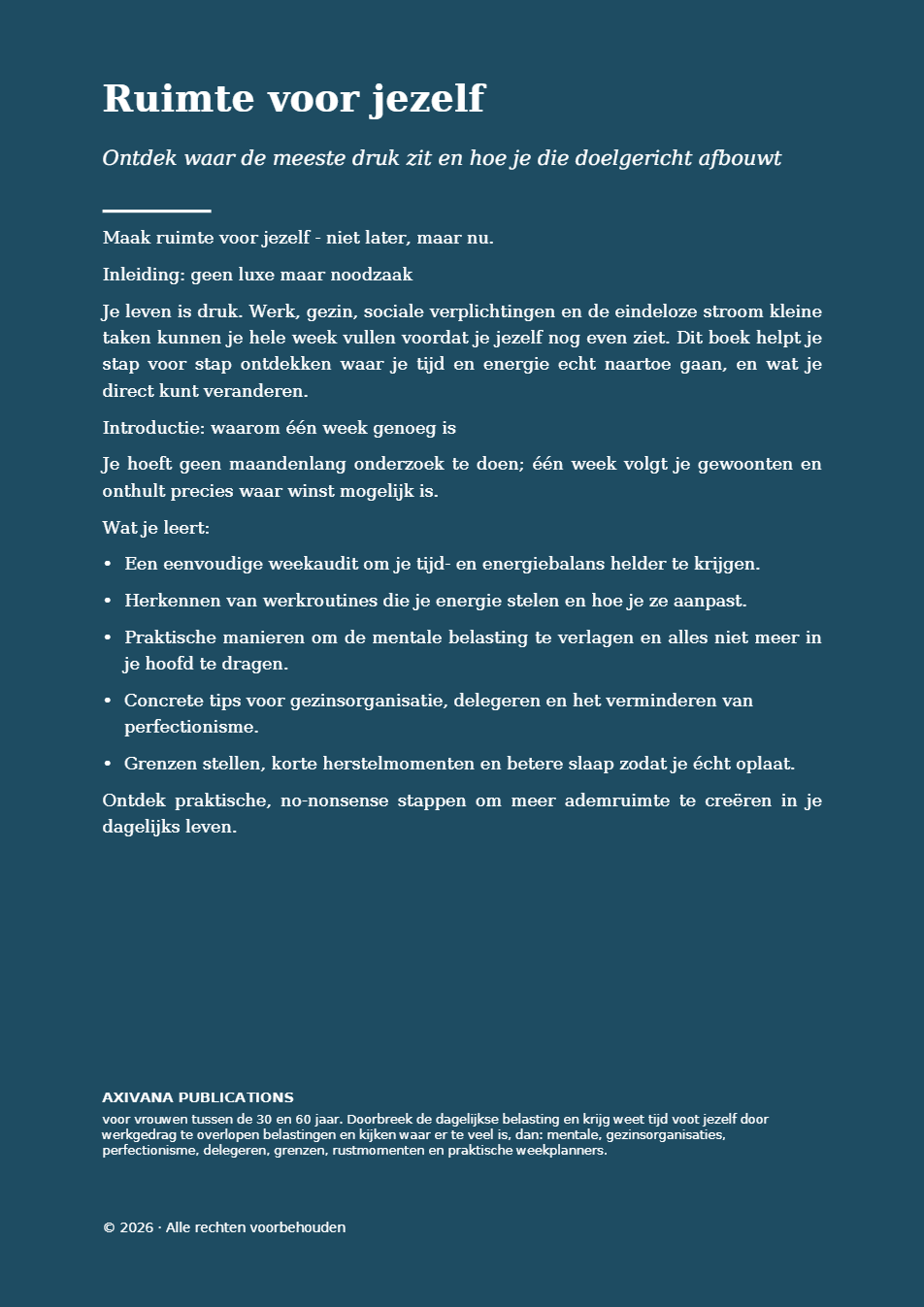 Achterflap van Ruimte voor jezelf