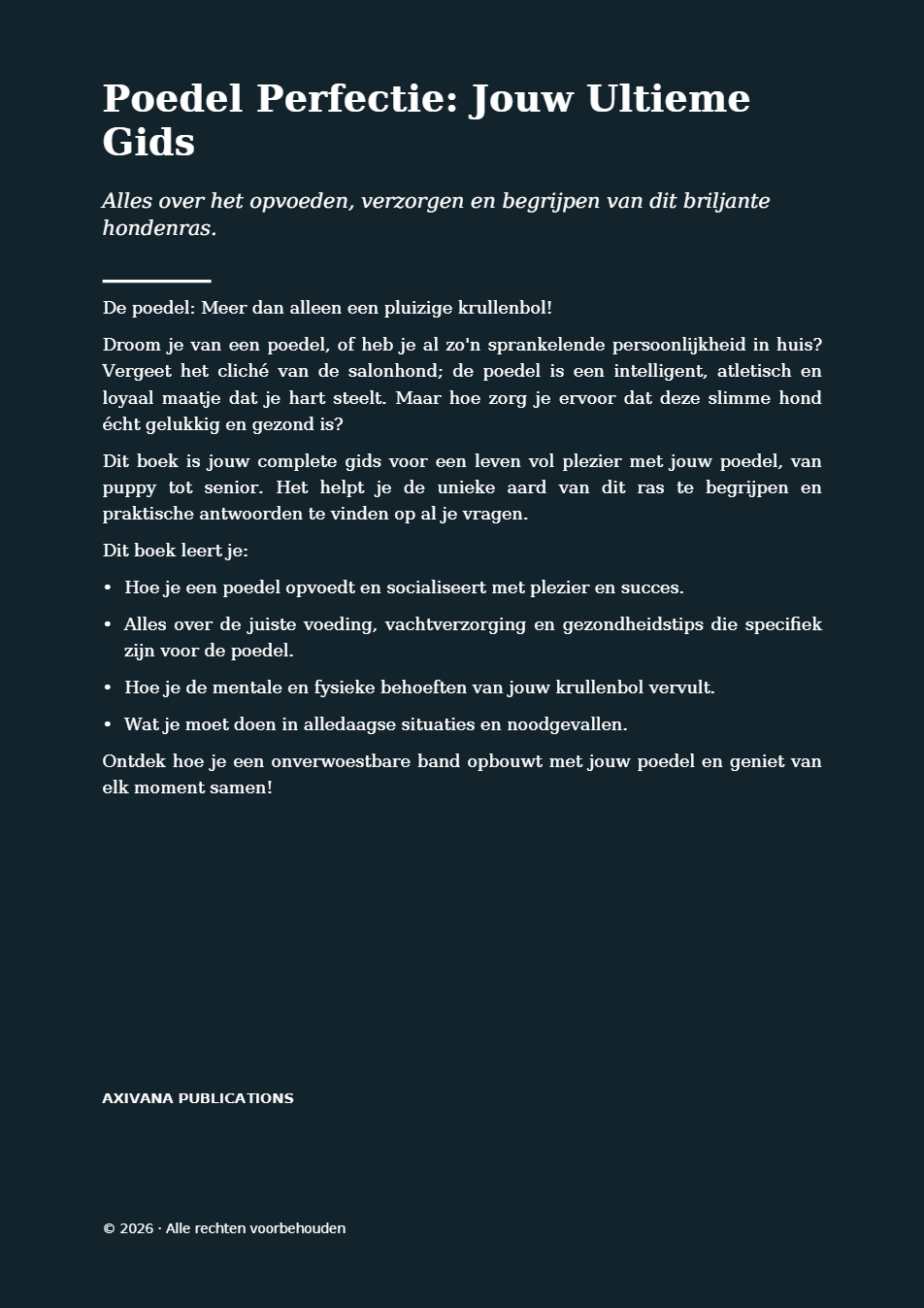 Achterflap van Poedel Perfectie: Jouw Ultieme Gids
