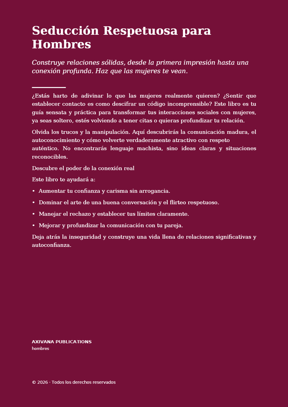 Contraportada de Seducción Respetuosa para Hombres