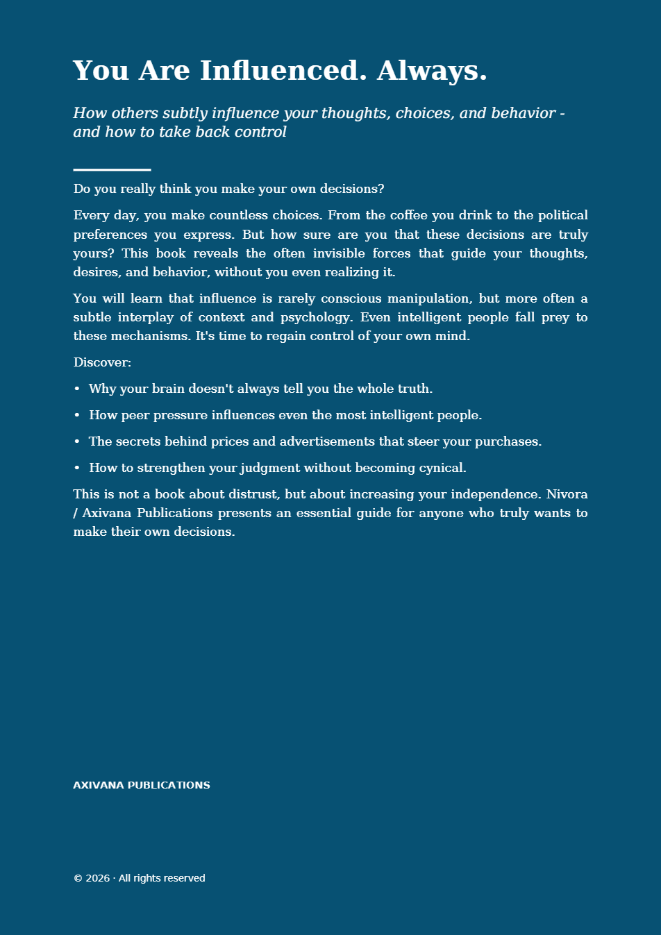 Back cover of You Are Influenced. Always.