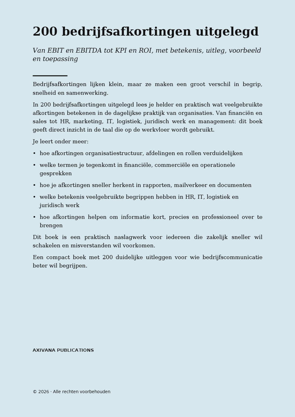 Achterflap van 200 bedrijfsafkortingen uitgelegd