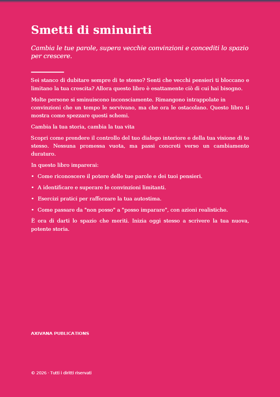 Quarta di copertina di Smetti di sminuirti