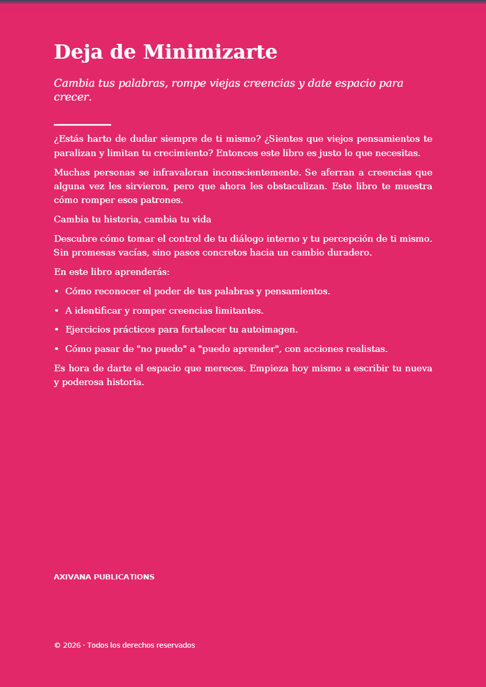 Contraportada de Deja de Minimizarte