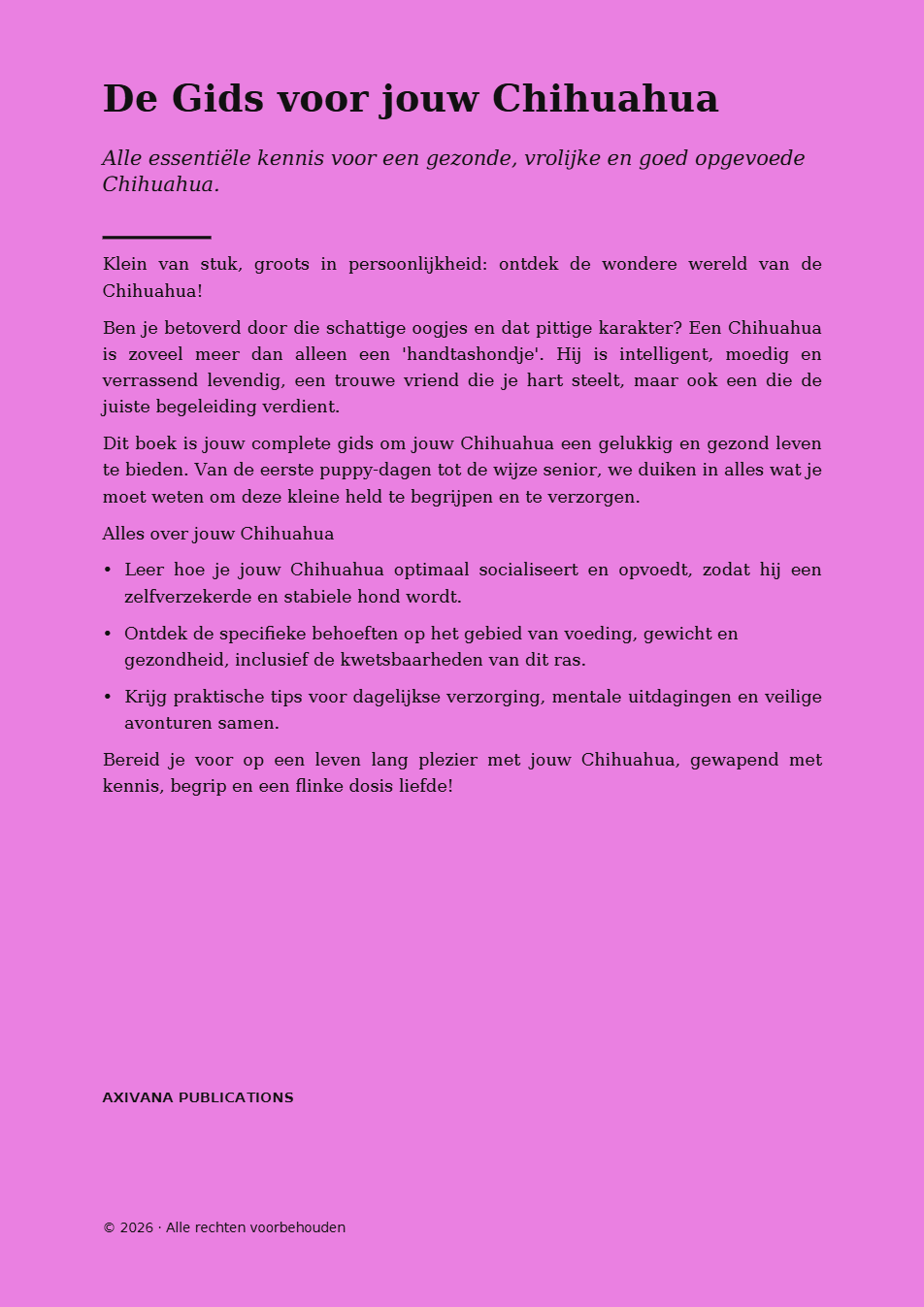 Achterflap van De Gids voor jouw Chihuahua